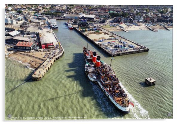 Paddle Steamer Waverley visits Whitstable  Acrylic by Evolution Drone
