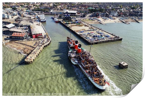 Paddle Steamer Waverley visits Whitstable  Print by Evolution Drone