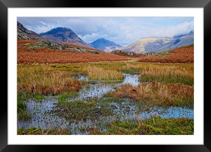 Lake District Fells and Mountains near Wastwater Framed Mounted Print by Martyn Arnold