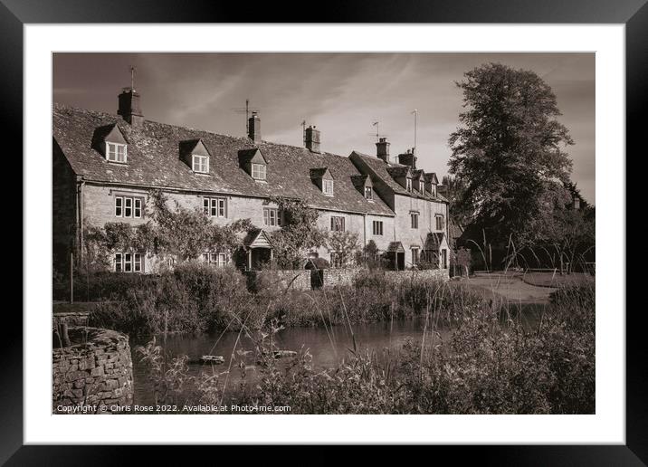 Lower Slaughter cottages Framed Mounted Print by Chris Rose