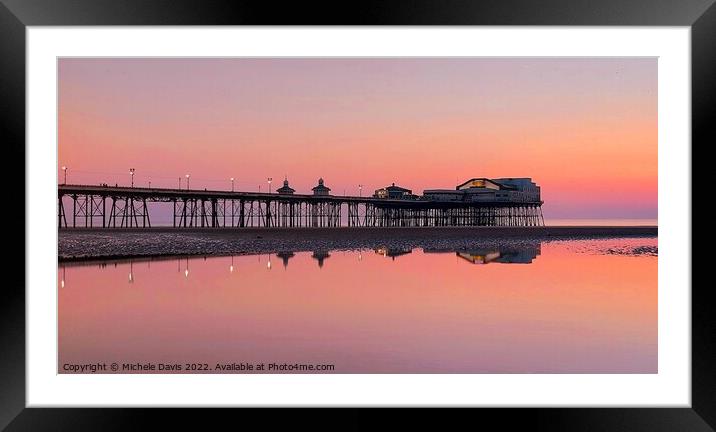 North Pier, Twilight Reflections Framed Mounted Print by Michele Davis