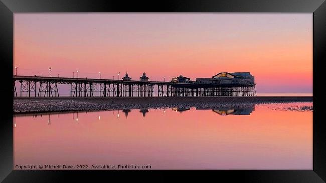 North Pier, Twilight Reflections Framed Print by Michele Davis