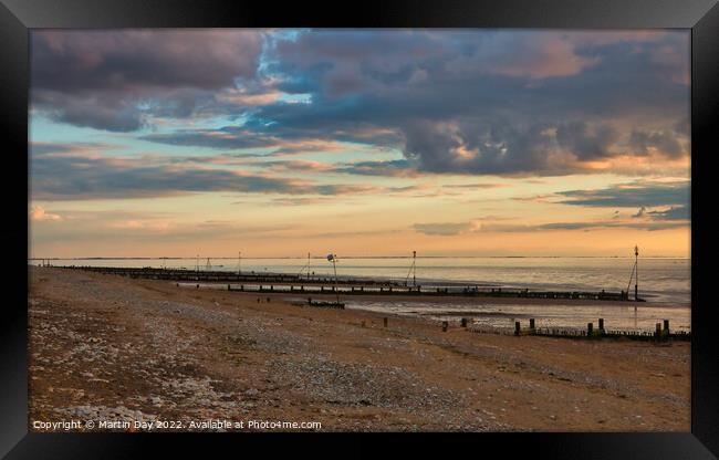 Hunstanton Beach in the Golden Hour Framed Print by Martin Day