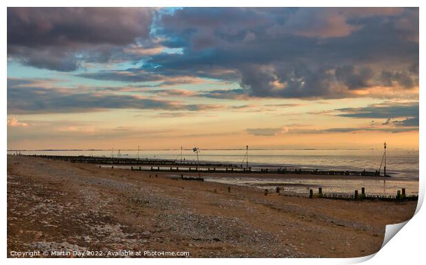 Hunstanton Beach in the Golden Hour Print by Martin Day
