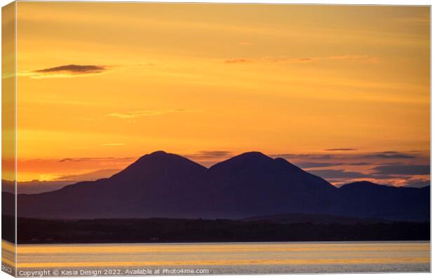 Sunrise over the Paps of Jura, Eilean Dhiura Canvas Print by Kasia Design