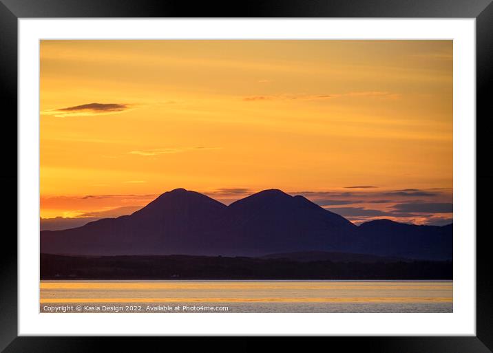 Sunrise over the Paps of Jura, Eilean Dhiura Framed Mounted Print by Kasia Design