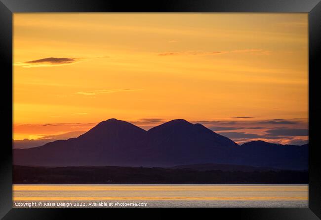 Sunrise over the Paps of Jura, Eilean Dhiura Framed Print by Kasia Design