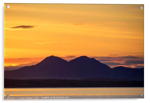 Sunrise over the Paps of Jura, Eilean Dhiura Acrylic by Kasia Design
