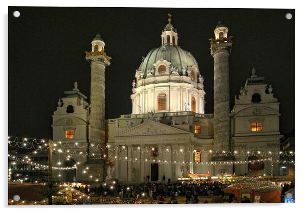 Karlskirche, Vienna. Acrylic by David Birchall