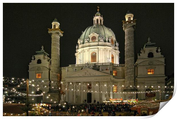 Karlskirche, Vienna. Print by David Birchall