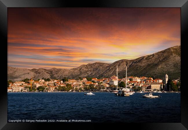 Sunset over Cavtat. Cavtat - is a little town in Dalmatia, Croatia. Framed Print by Sergey Fedoskin