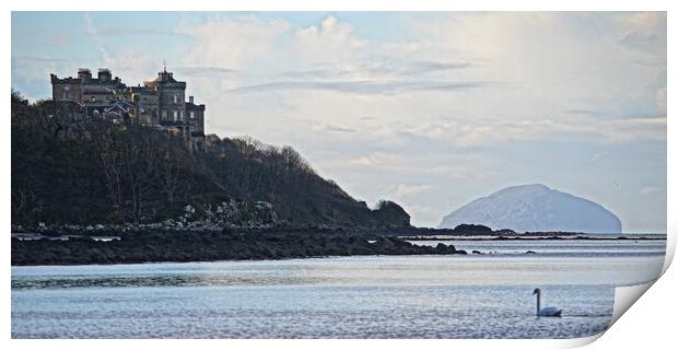 Culzean castle and Ailsa Craig (painting effect abstract) Print by Allan Durward Photography