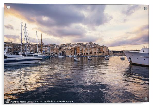 Senglea marina from Vittoriosa in Malta. Acrylic by Maria Vonotna