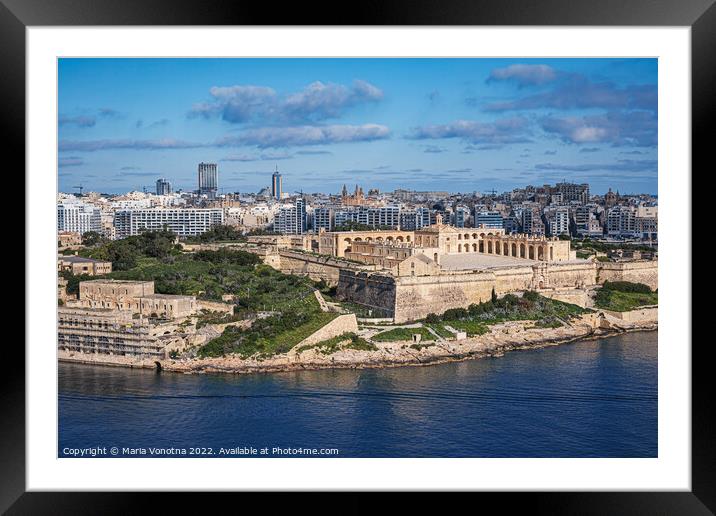 View of Fort Manoel and Sliema from Valletta, Malta Framed Mounted Print by Maria Vonotna
