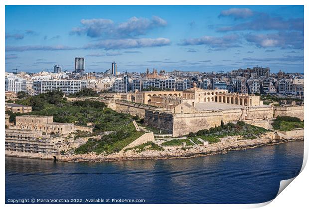 View of Fort Manoel and Sliema from Valletta, Malta Print by Maria Vonotna
