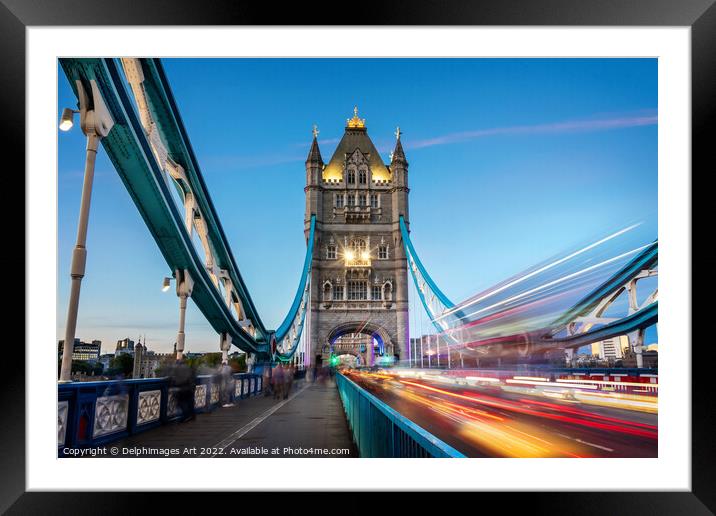 Tower bridge in London at night Framed Mounted Print by Delphimages Art