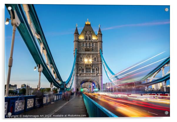 Tower bridge in London at night Acrylic by Delphimages Art