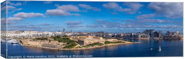 Panoramic view of Fort Manoel and Sliema from Valletta, Malta Canvas Print by Maria Vonotna