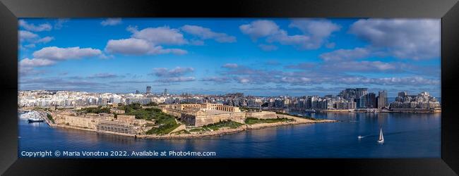 Panoramic view of Fort Manoel and Sliema from Valletta, Malta Framed Print by Maria Vonotna