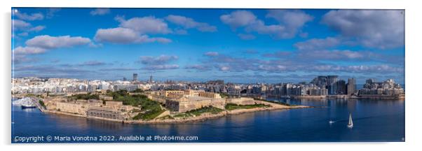 Panoramic view of Fort Manoel and Sliema from Valletta, Malta Acrylic by Maria Vonotna