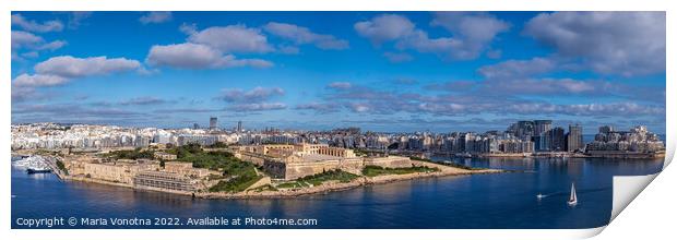 Panoramic view of Fort Manoel and Sliema from Valletta, Malta Print by Maria Vonotna