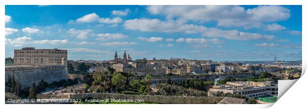 Panoramic view of Valletta old town in Malta Print by Maria Vonotna