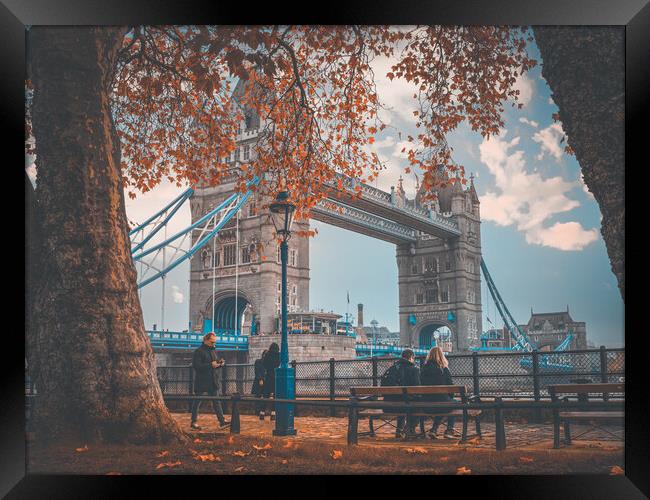 Tower Bridge and the autumn leaves Framed Print by Andrew Scott