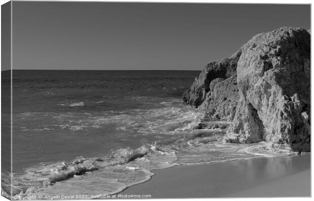Cliffs and Calm Waves in Gale Beach - Monochrome Canvas Print by Angelo DeVal