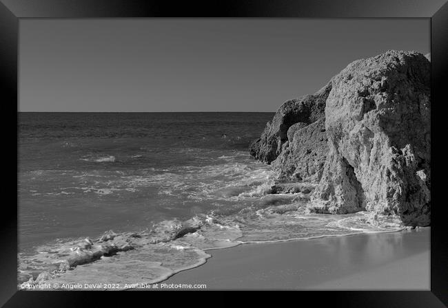 Cliffs and Calm Waves in Gale Beach - Monochrome Framed Print by Angelo DeVal