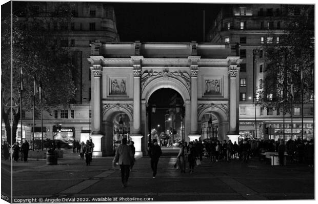 Marble Arch at Night in London Canvas Print by Angelo DeVal