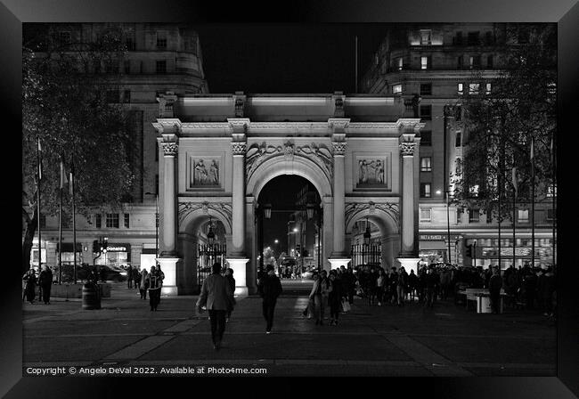 Marble Arch at Night in London Framed Print by Angelo DeVal