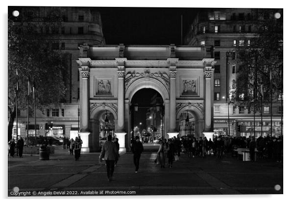 Marble Arch at Night in London Acrylic by Angelo DeVal