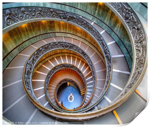 Snail Staircase Vatican Rome Print by Robin Clarke