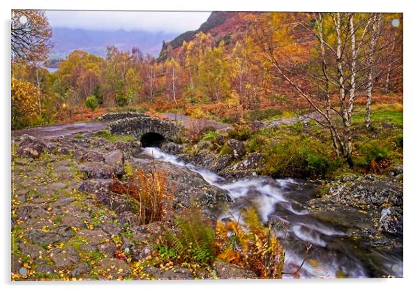Autumn at Ashness Bridge Lake District Acrylic by Martyn Arnold