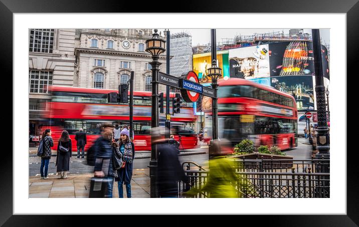 People on the move - Piccadilly Circus, London Framed Mounted Print by Andrew Scott