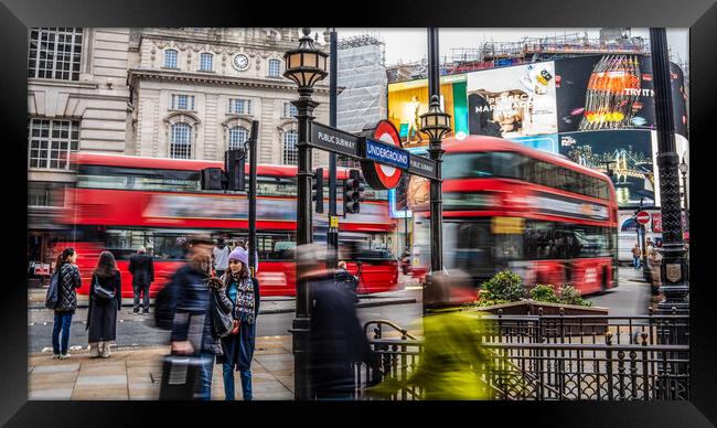People on the move - Piccadilly Circus, London Framed Print by Andrew Scott