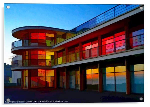Art Deco Building at Sunset Acrylic by Robin Clarke