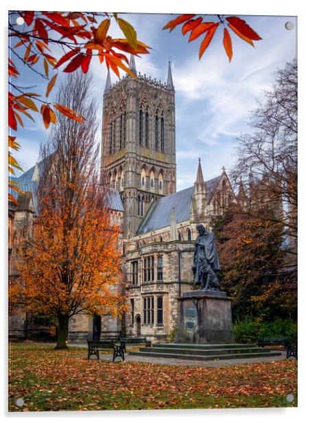 Lincoln Cathedral in autumn Acrylic by Andrew Scott