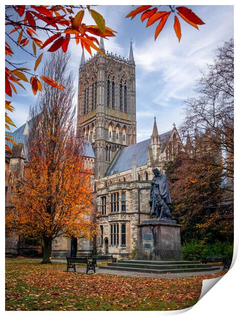 Lincoln Cathedral in autumn Print by Andrew Scott