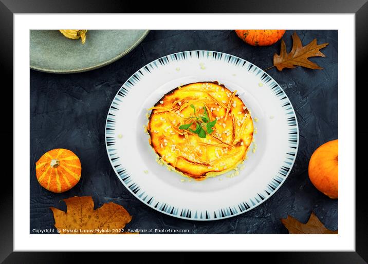 Homemade cottage cheese and pumpkin casserole Framed Mounted Print by Mykola Lunov Mykola