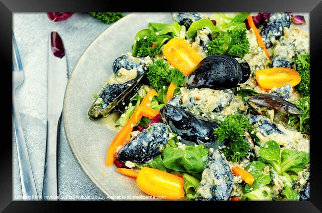 Vegetable salad with seafood. Framed Print by Mykola Lunov Mykola