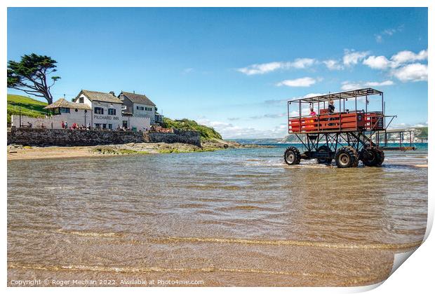 Historic Sea Tractor Approaching Pilchard Inn Print by Roger Mechan