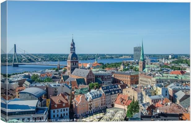 View of Riga city center from above Canvas Print by Maria Vonotna