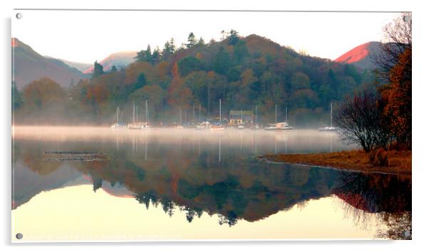 Yachts at dawn. Acrylic by john hill