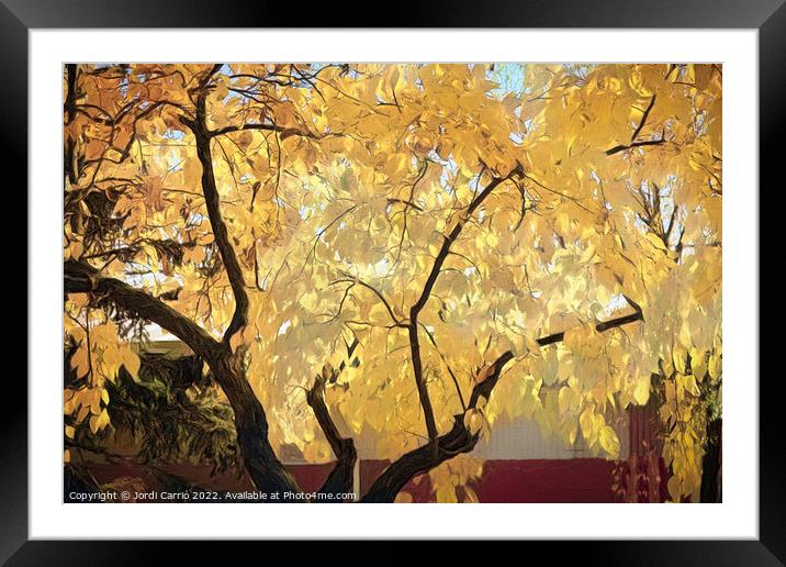 Yellow Autumn Leaves - CR2211-8260-ABS Framed Mounted Print by Jordi Carrio