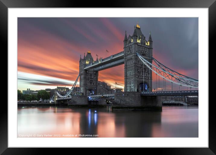 Tower bridge at sunrise.   Framed Mounted Print by Gary Parker