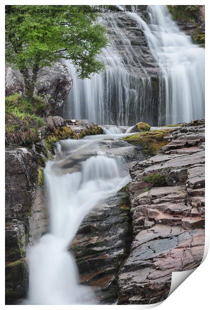 The Ardessie Falls near Dundonnell, NW Highlands, Scotland, UK Print by David Forster