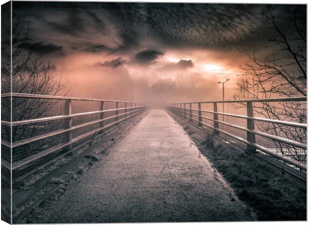 misty morning over the bridge Canvas Print by Derrick Fox Lomax