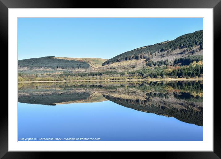 Pontsticill Reservoir Reflections Blue sky  Framed Mounted Print by  Garbauske