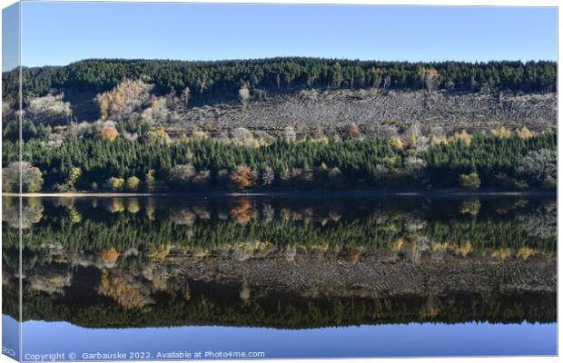 Reflections in Pontsticill Reservoir on quiet day  Canvas Print by  Garbauske